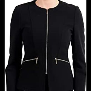 Hugo Boss cropped blazer with zipper pockets